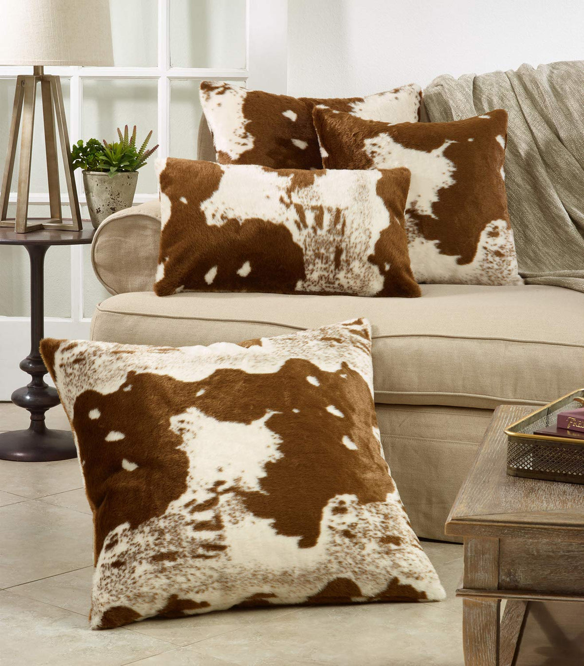 Faux Cowhide Pillow Cover, 22 in, view 5