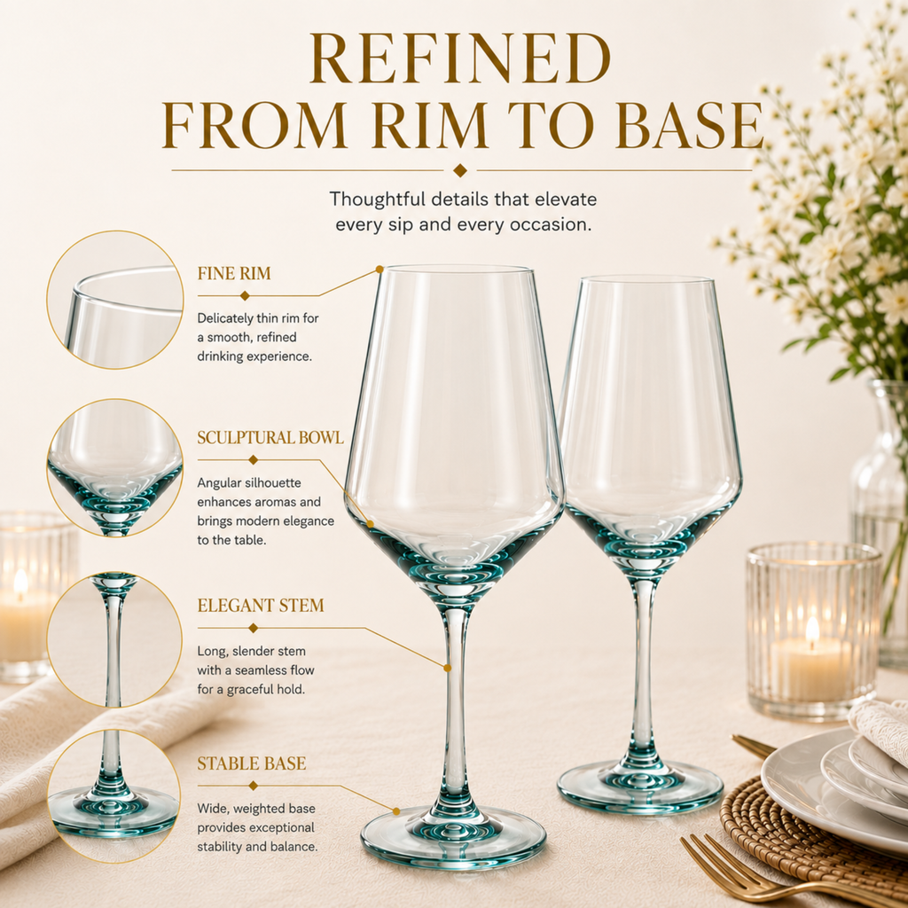 Tonal Stemmed Wine Glasses, Forest Green, Set of 2, view 8