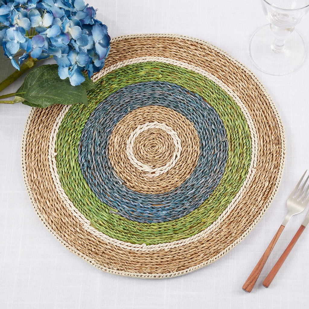Handwoven Color Band Round Placemat, 15 in