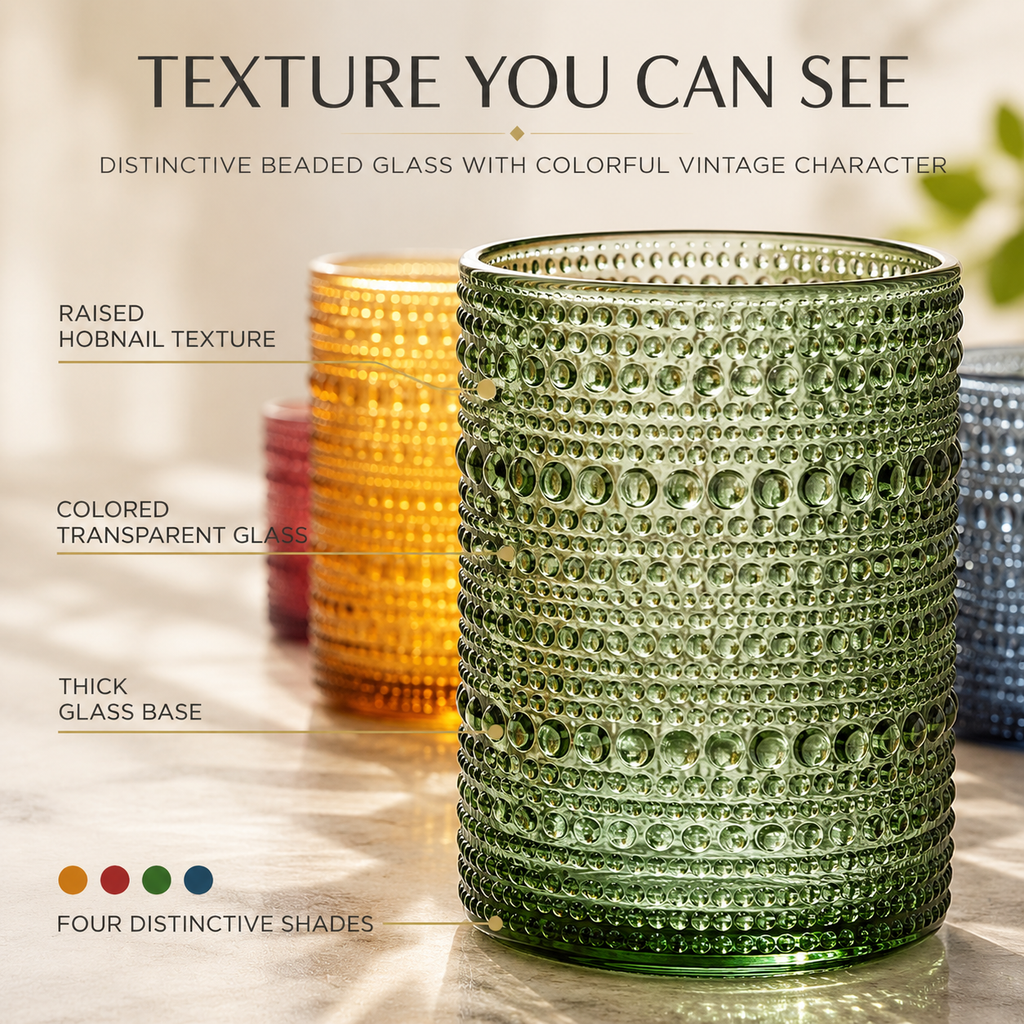 Tonal Hobnail Lowballs, Set of 4, alternate view