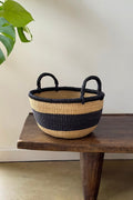 Plump Handwoven Everything Basket, Black Stripe