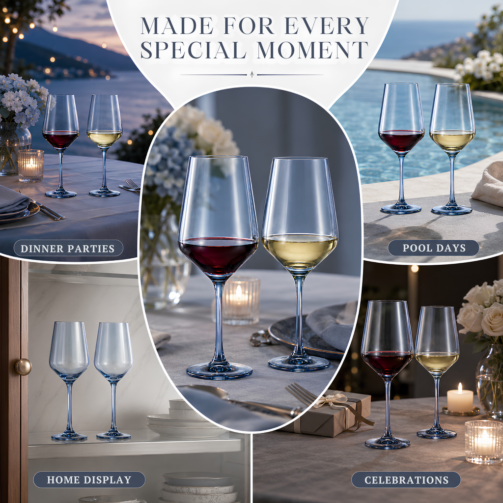 Tonal Stemmed Wine Glasses, Cloudy Blue, Set of 2, view 9