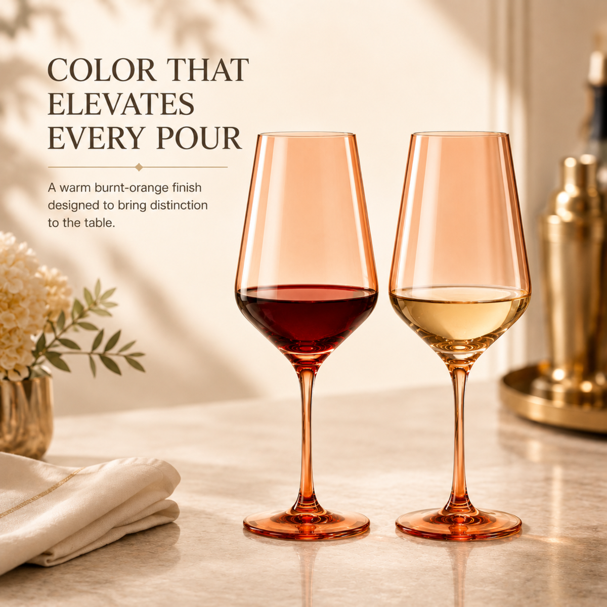 Tonal Stemmed Wine Glasses, Burnt Orange, Set of 2, view 9