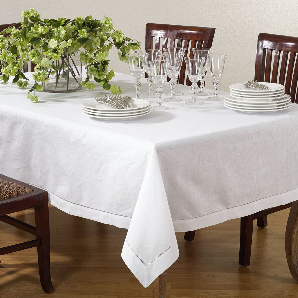 Hemstitch Linen and Cotton Tablecloth