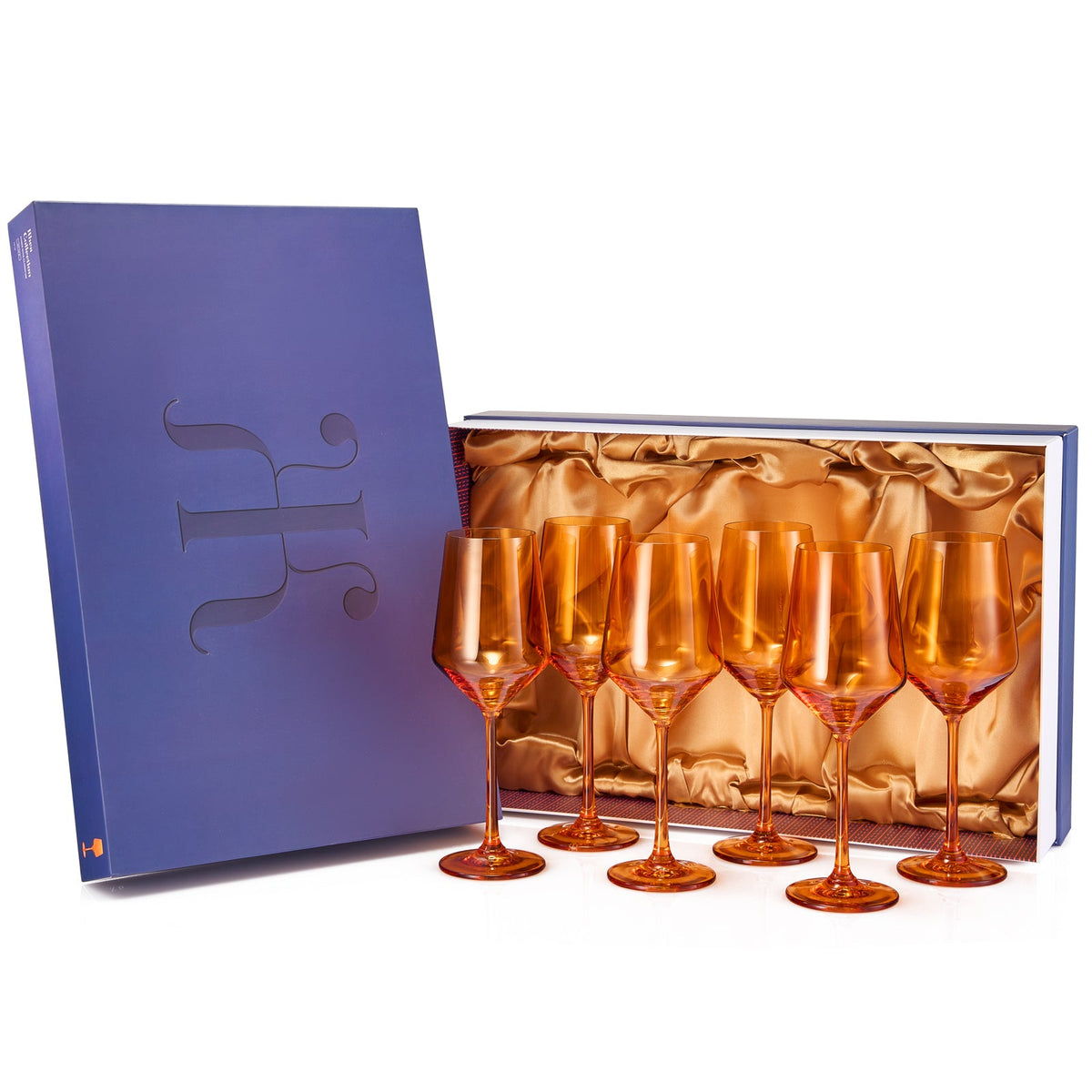 Rhea Amber Stemmed Wine Glasses, Set of 6, detail view