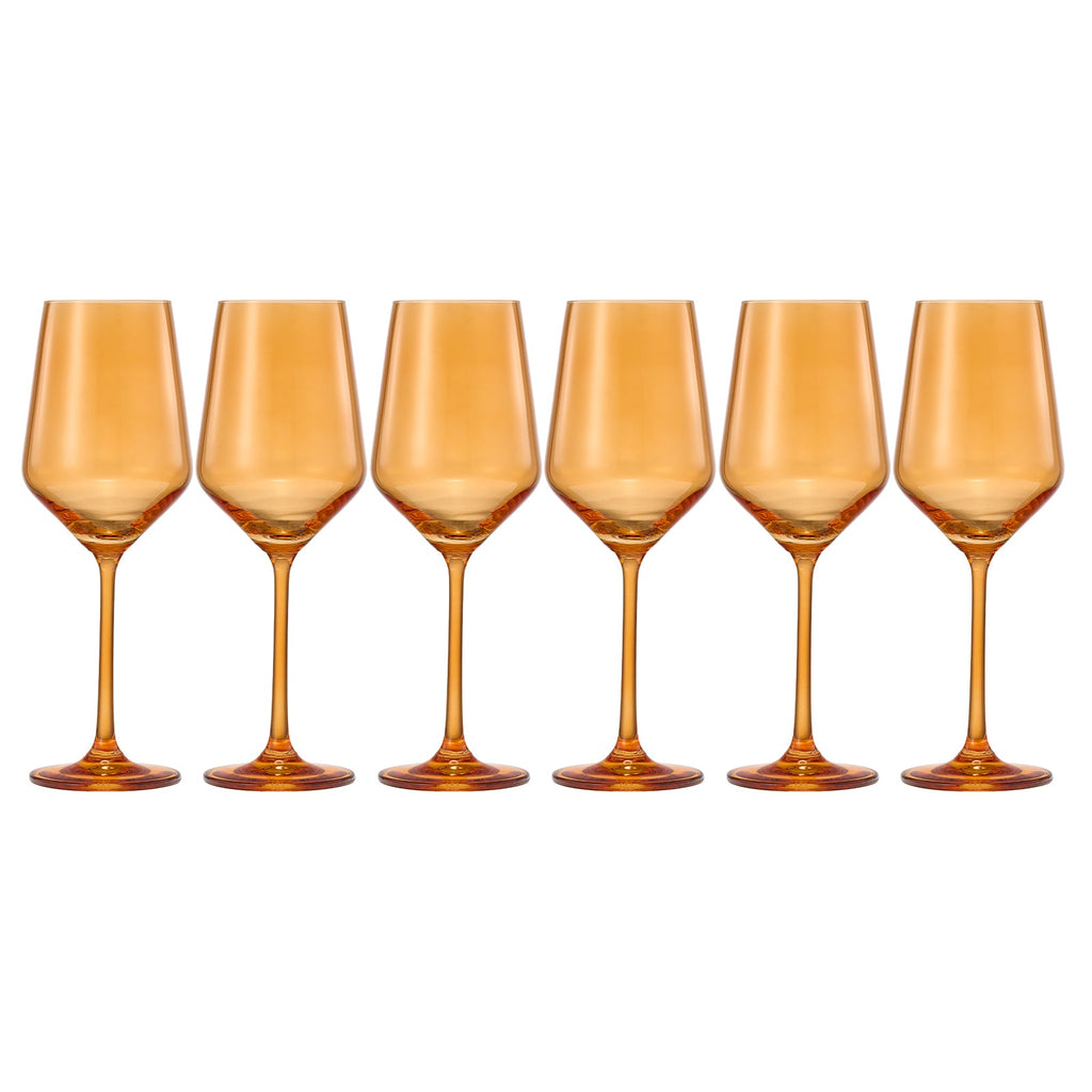Rhea Amber Stemmed Wine Glasses, Set of 6