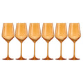 Rhea Amber Stemmed Wine Glasses, Set of 6