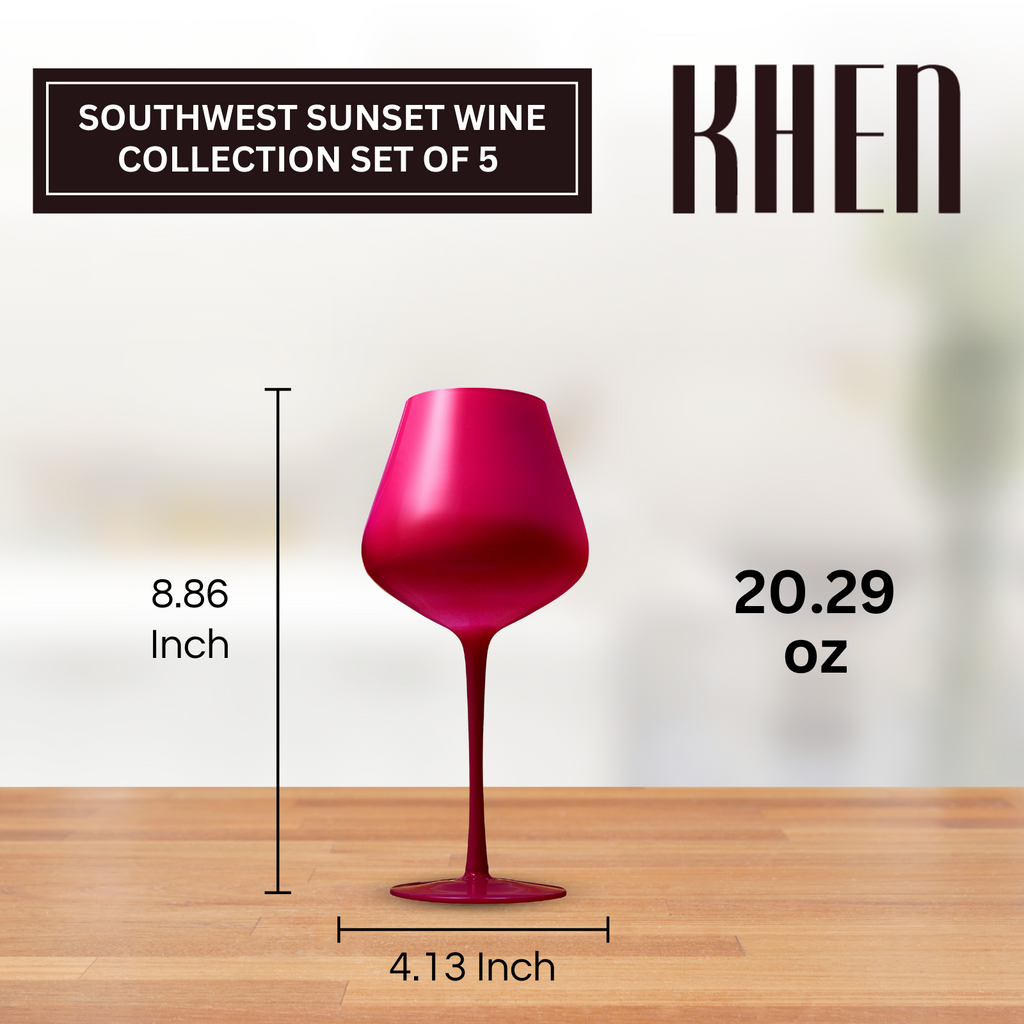 Southwest Sunset Gradient Wine Glassware shown from a second angle against a pale neutral backdrop