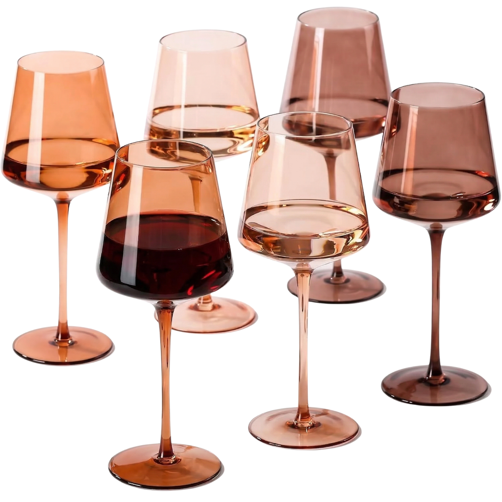 Venus Tall Wine Glasses, Brown Shades, Set of 6