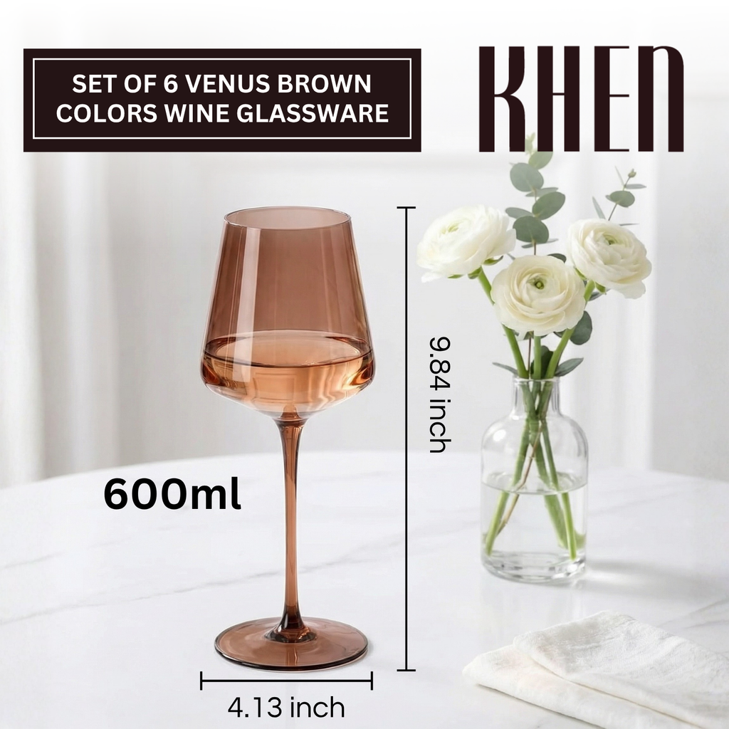 Venus Tall Wine Glasses, Brown Shades, Set of 6, alternate view