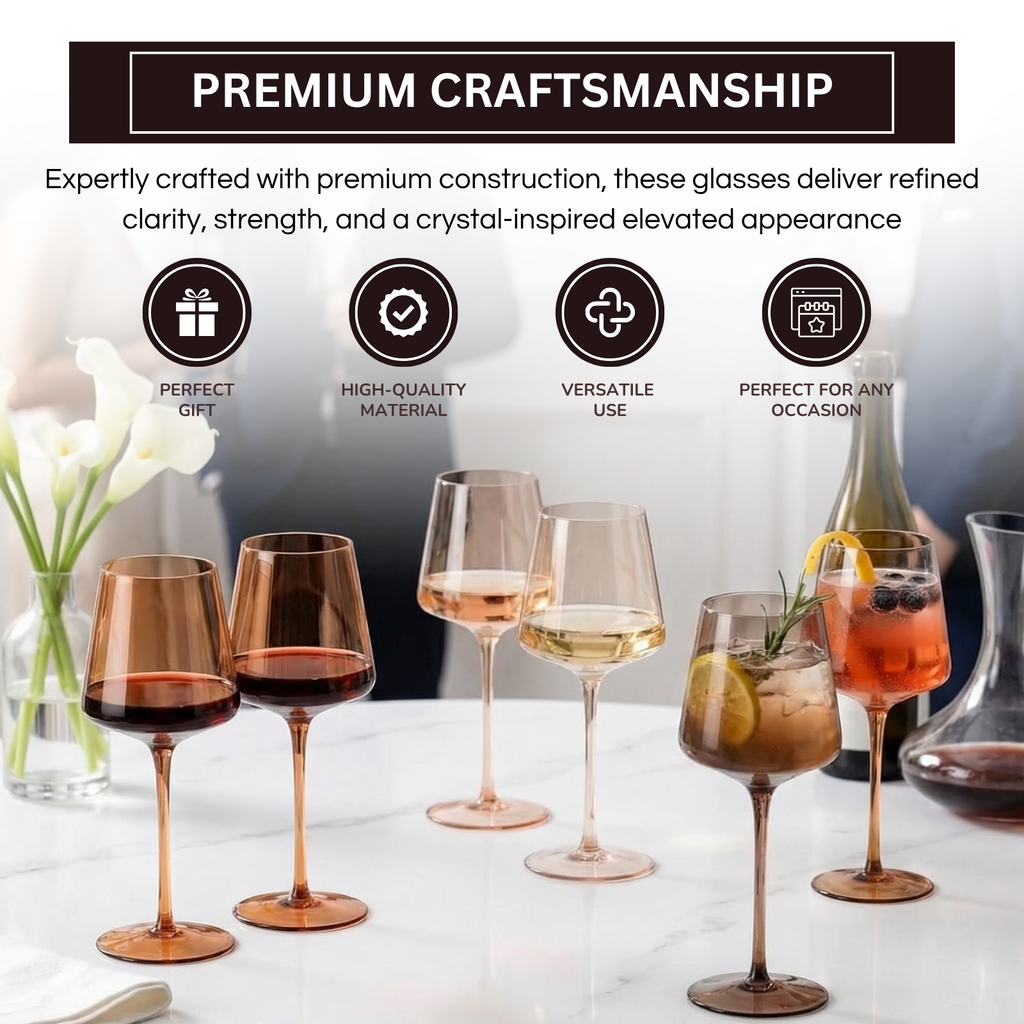 Venus Tall Wine Glasses, Brown Shades, Set of 6, another angle