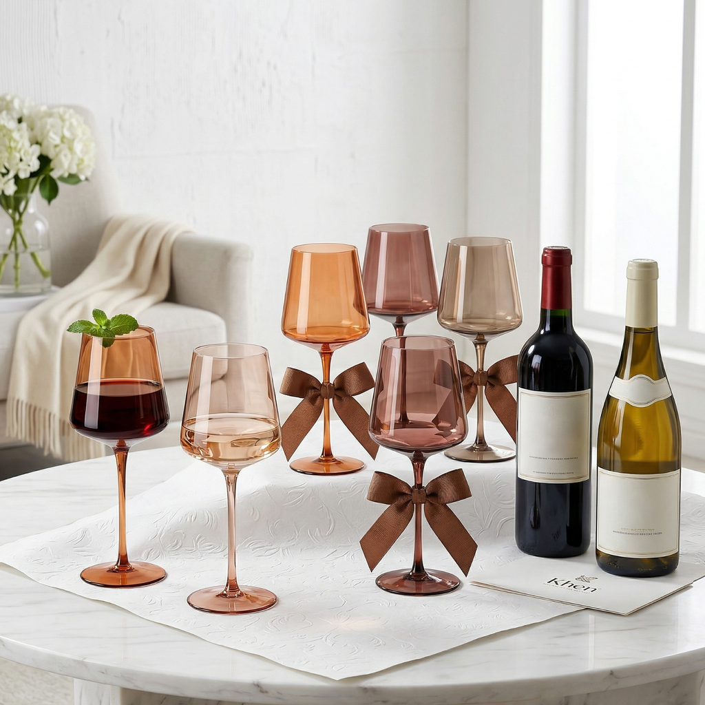 Venus Tall Wine Glasses, Brown Shades, Set of 6, view 7