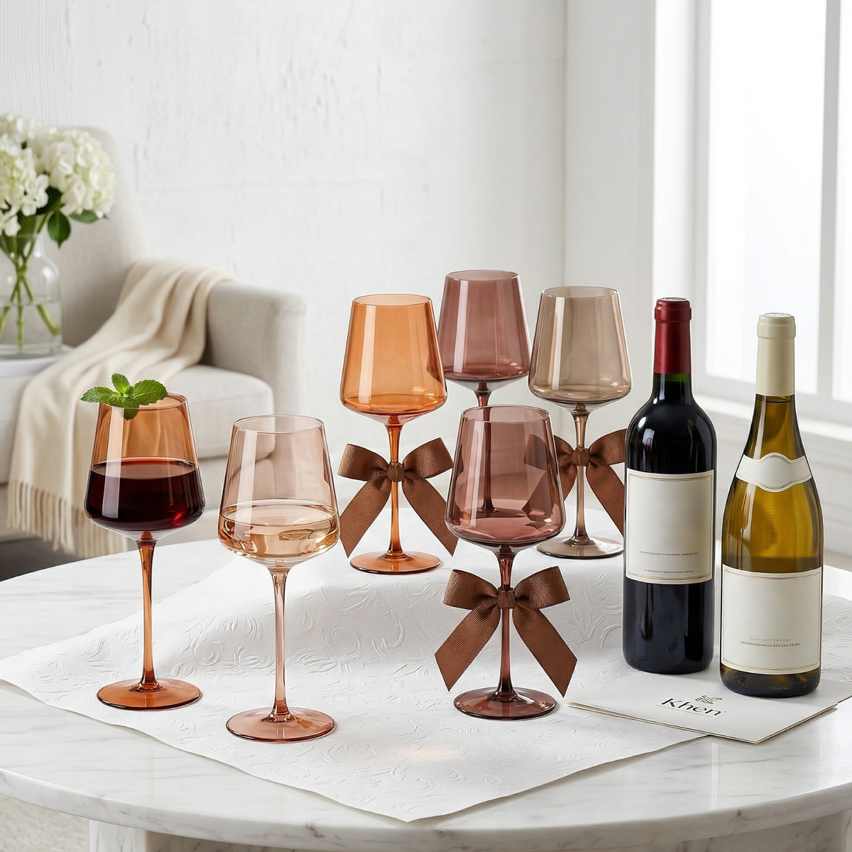 Venus Tall Wine Glasses, Brown Shades, Set of 6, view 7