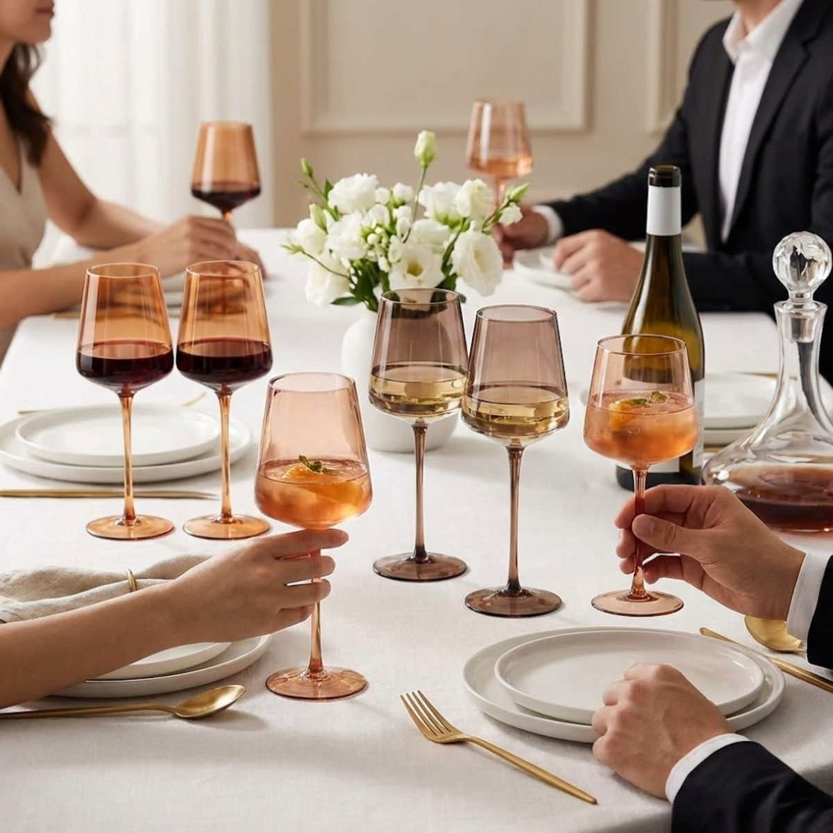 Venus Tall Wine Glasses, Brown Shades, Set of 6, view 8