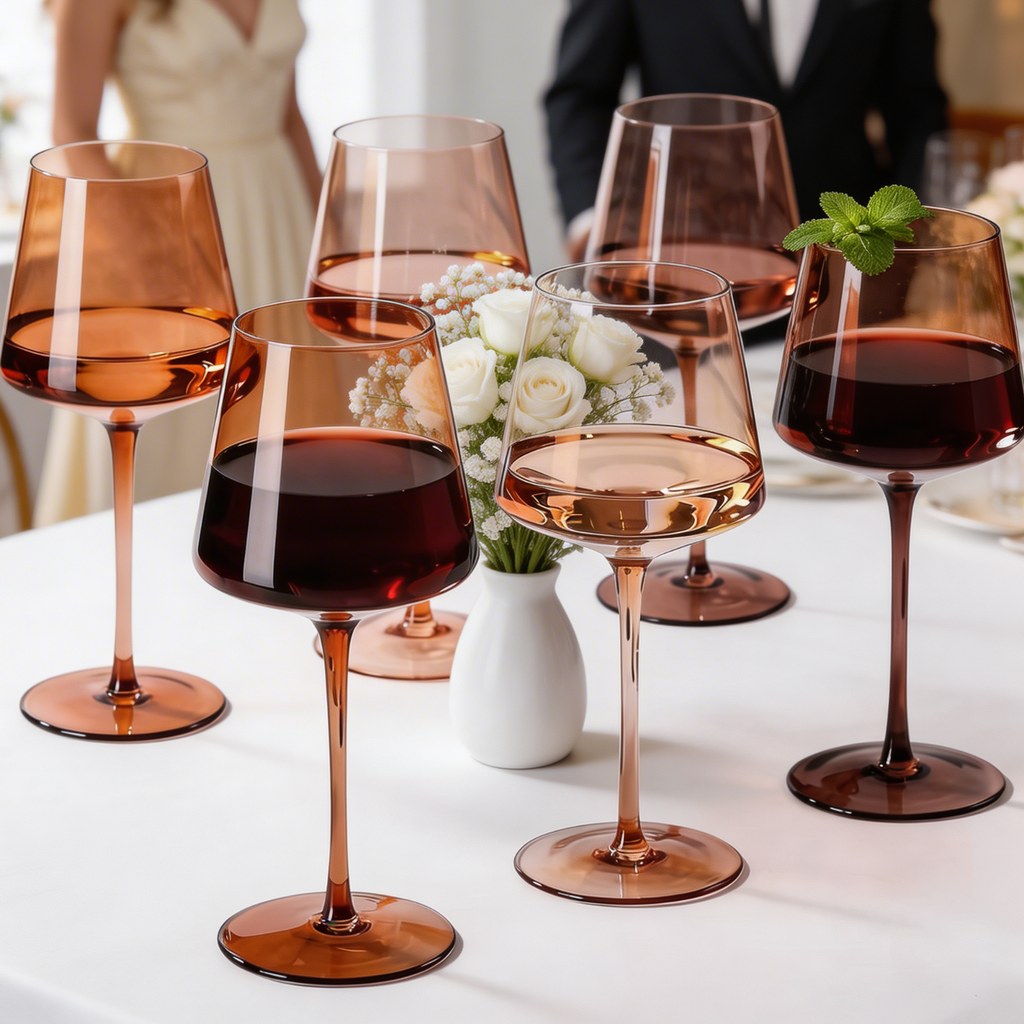 Venus Tall Wine Glasses, Brown Shades, Set of 6, view 9