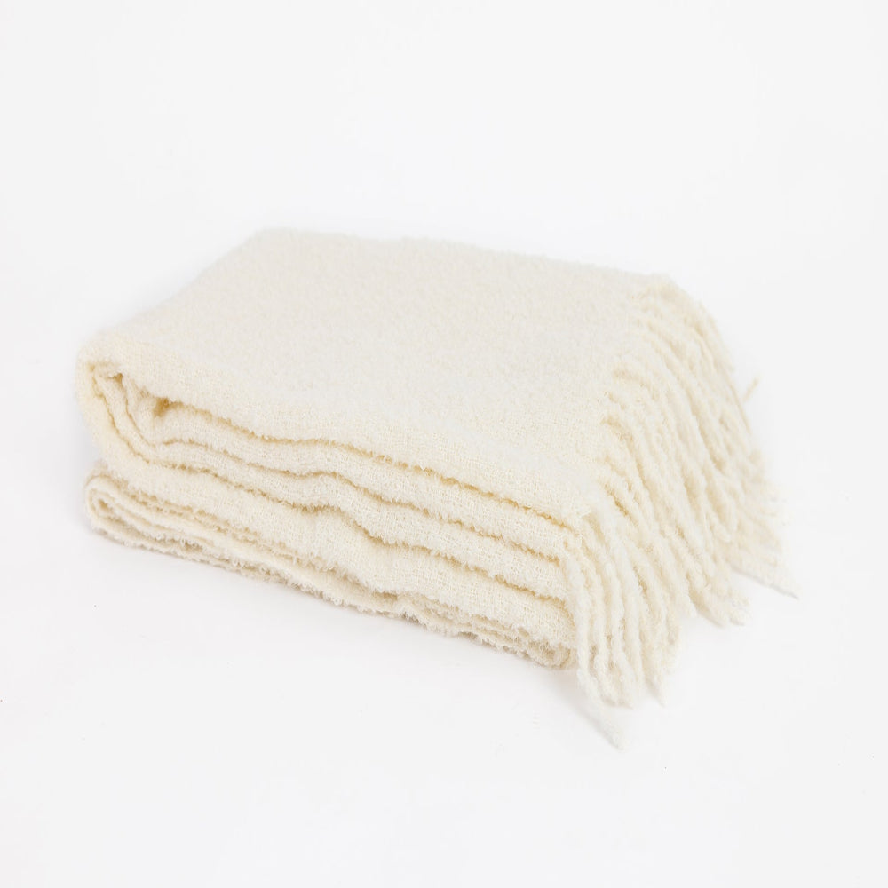 Alpaca Boucle Throw, Ivory, another angle