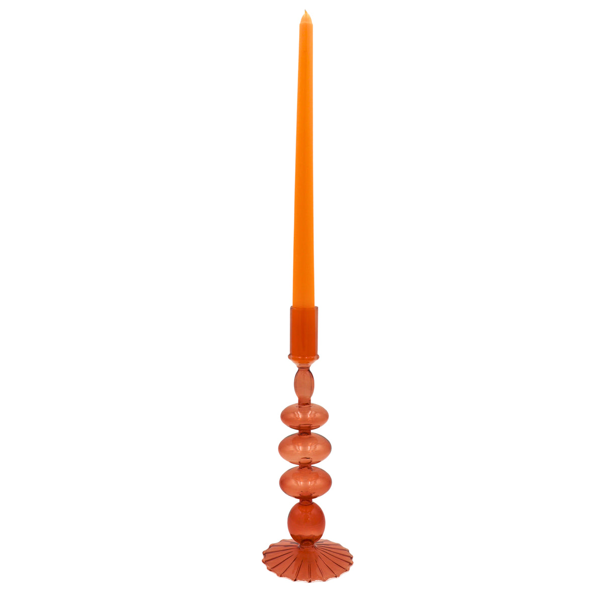 Cafe Brown Glass Candle Holders, Pair