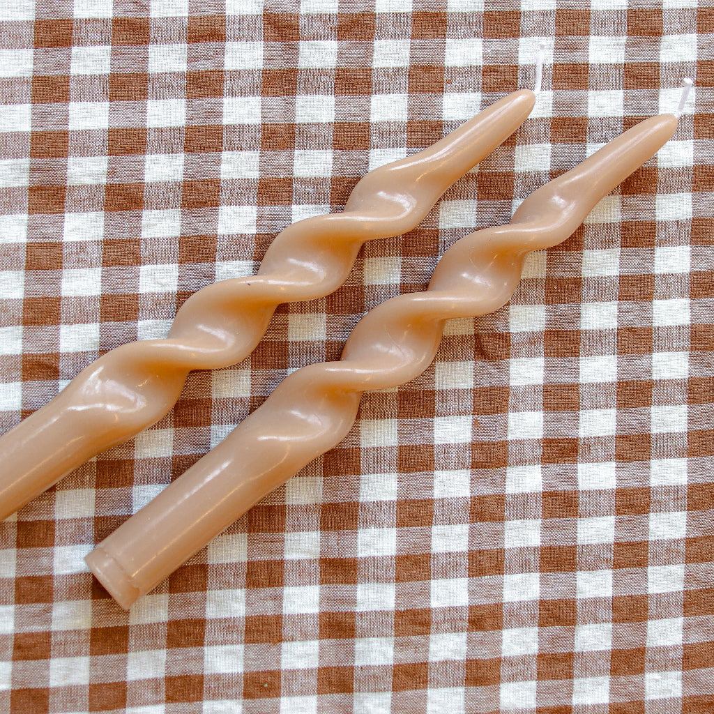 Caramel Swirl Taper Candles, Pair, view 5