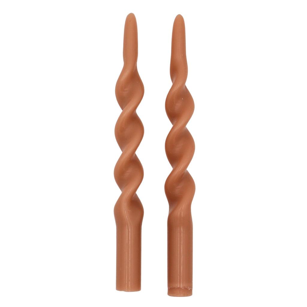 Caramel Swirl Taper Candles, Pair