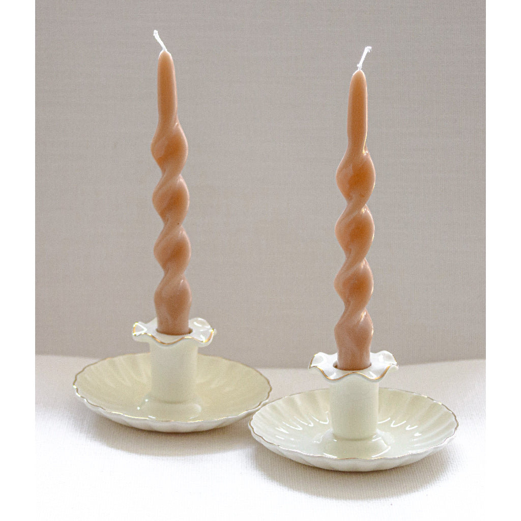 Caramel Swirl Taper Candles, Pair, alternate view