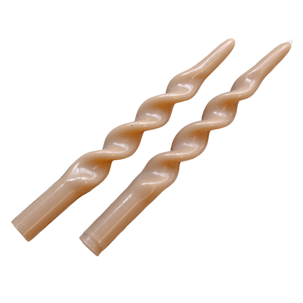 Caramel Swirl Taper Candles, Pair, detail view