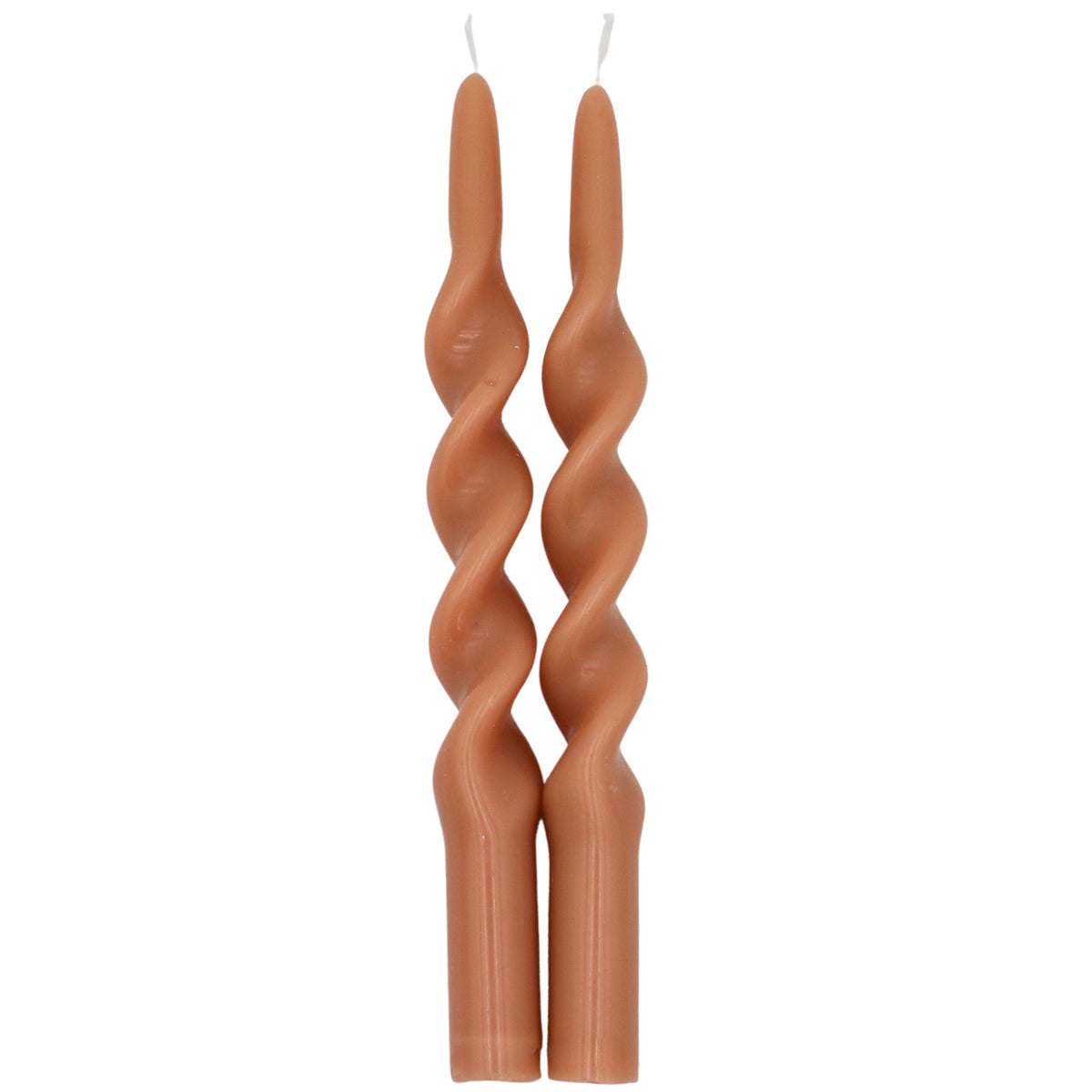 Caramel Swirl Taper Candles, Pair, another angle
