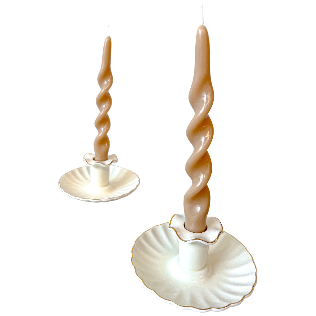 Caramel Swirl Taper Candles, Pair, view 7