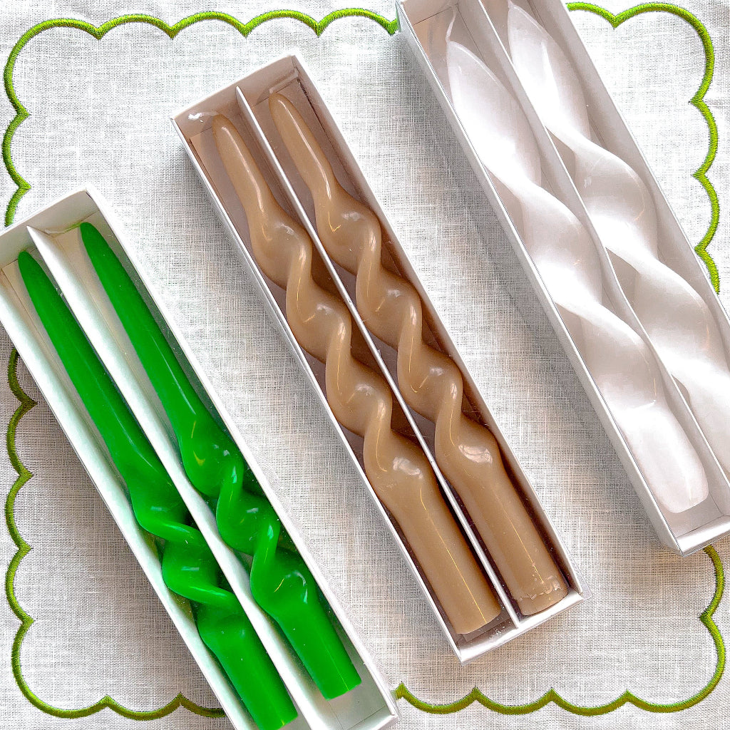 Caramel Swirl Taper Candles, Pair, view 8