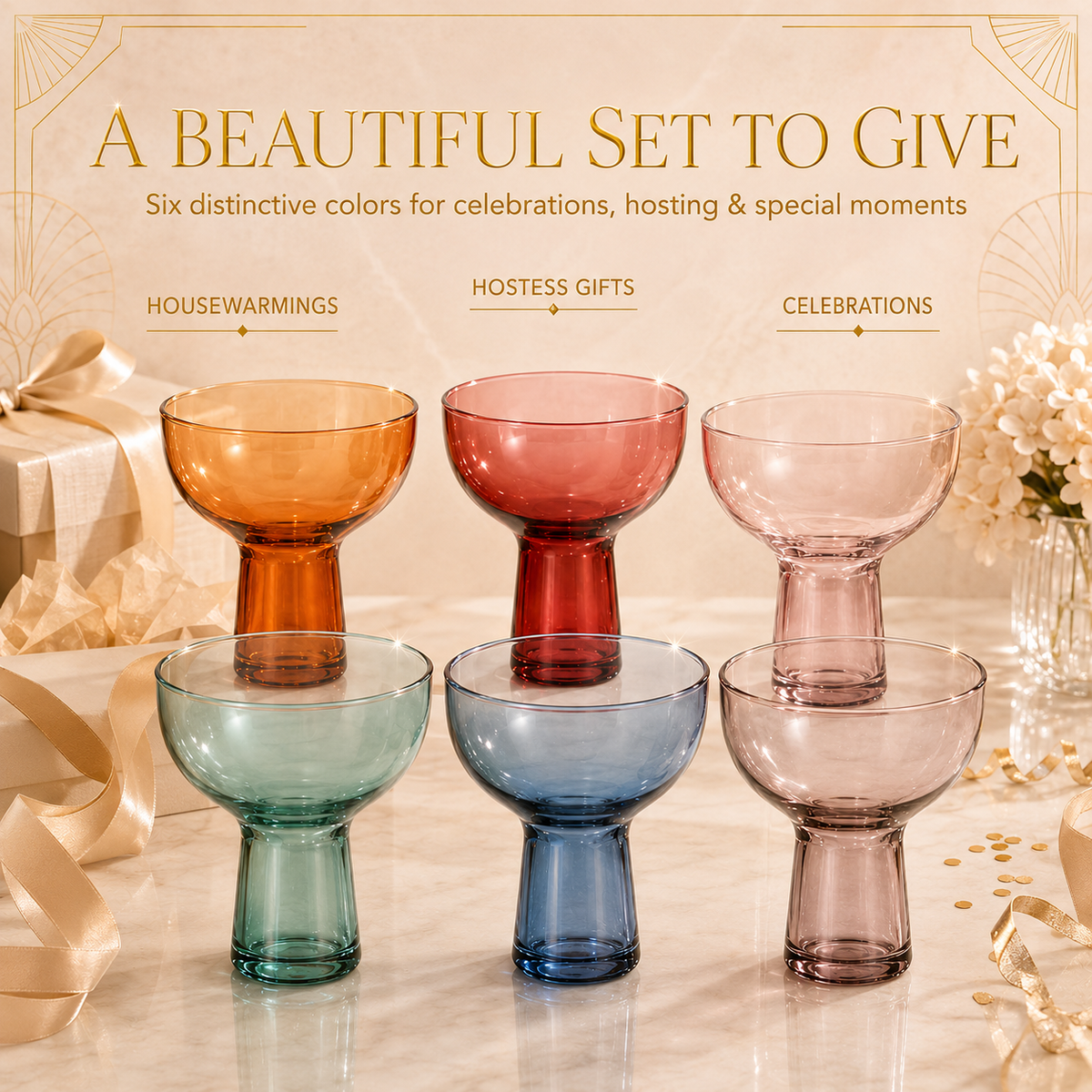 Tonal Margarita Glasses, Set of 6, view 7