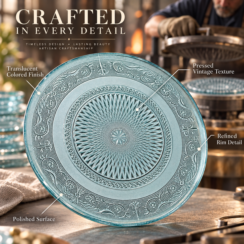 Tonal Vintage-Style Glass Plates, Set of 6, view 8