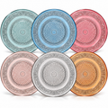 Tonal Vintage-Style Glass Plates, Set of 6