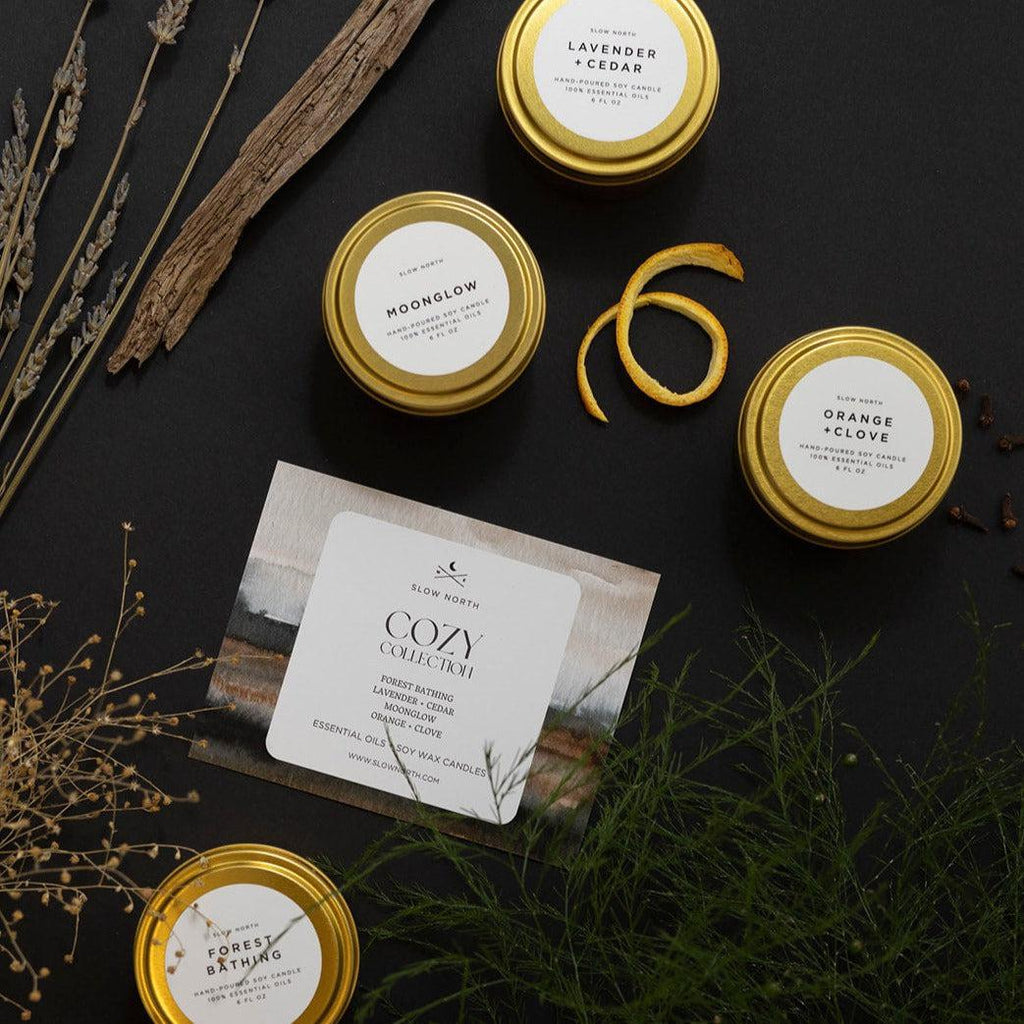 Cozy Collection Soy Candle Travel Tins, Set of 4