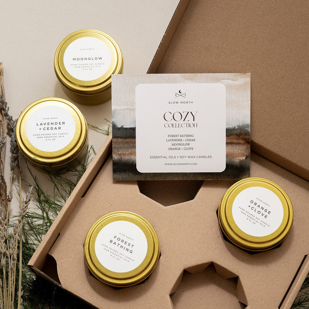 Cozy Collection Soy Candle Travel Tins, Set of 4, detail view