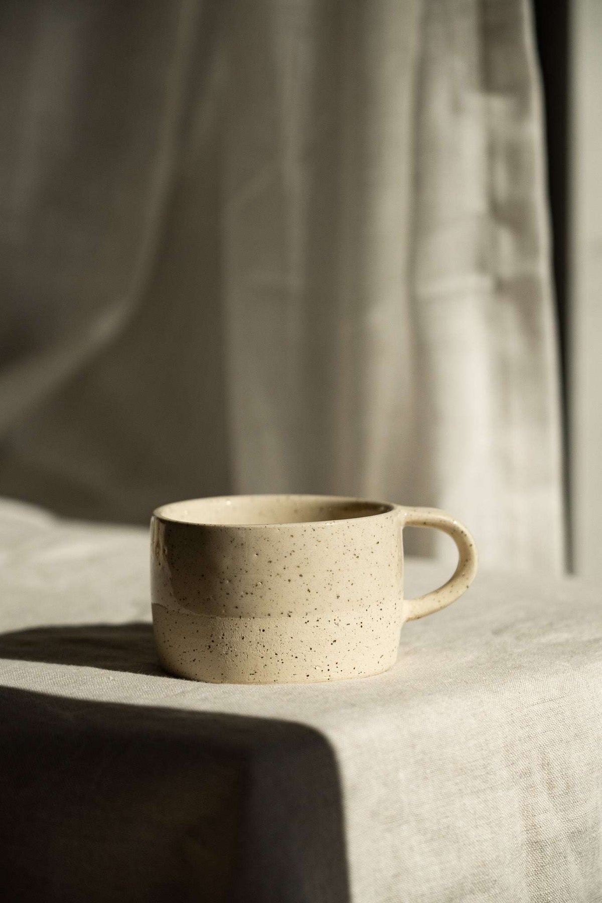 Speckled Stoneware Mug, White Sand, another angle