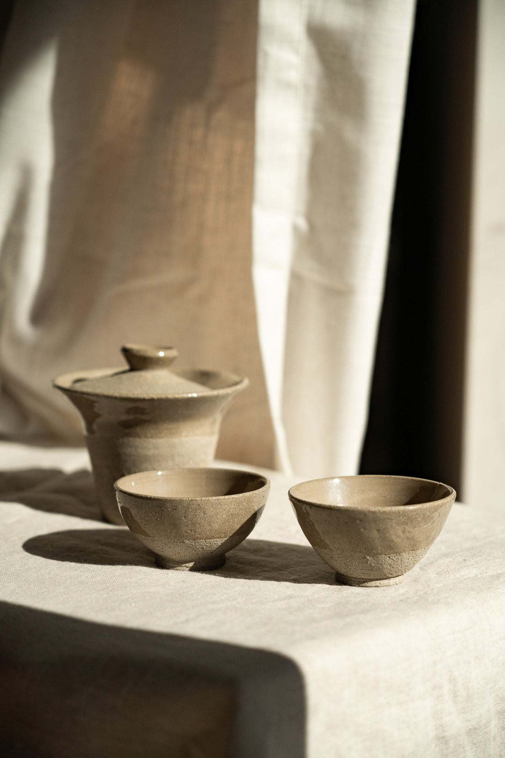 Speckled Stoneware Small Tea Cup, Gray, detail view