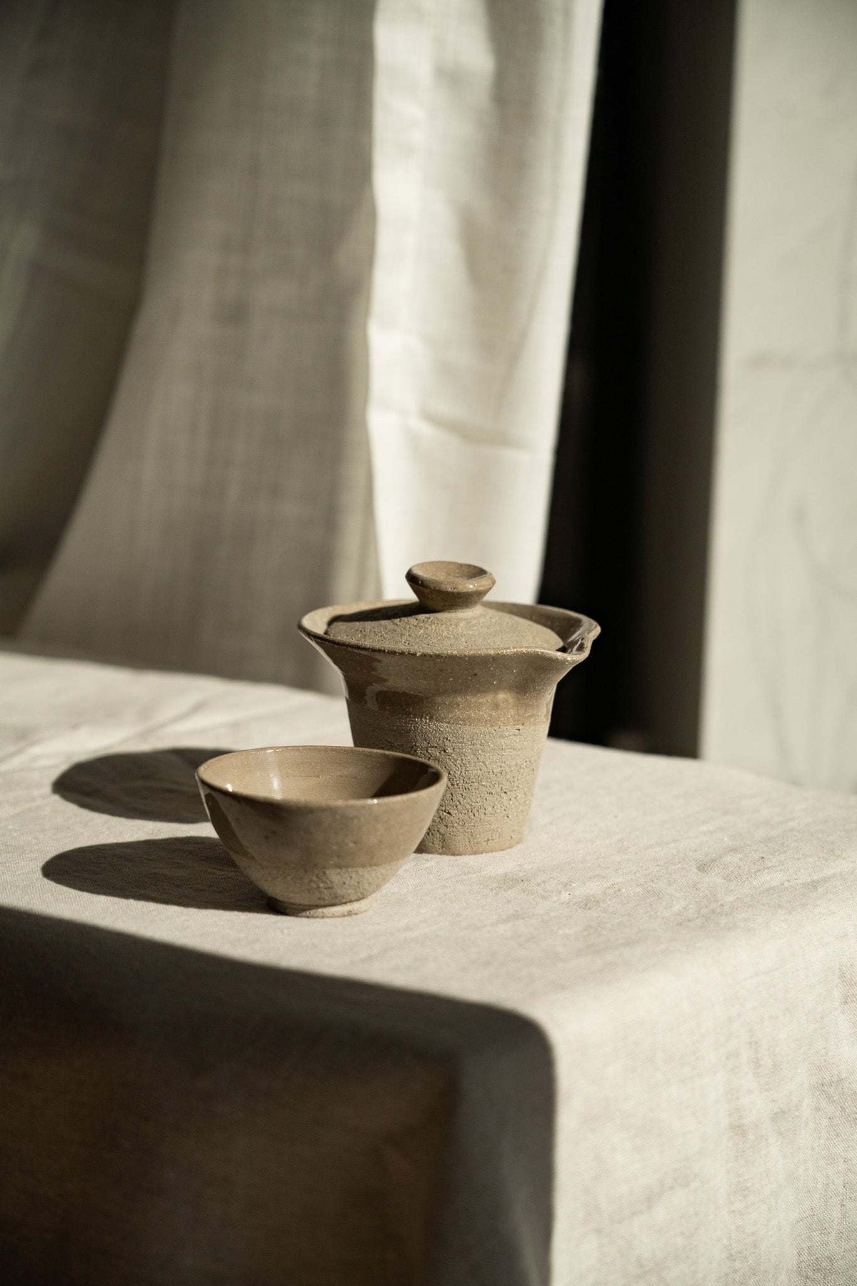 Speckled Stoneware Small Tea Cup, Gray, another angle
