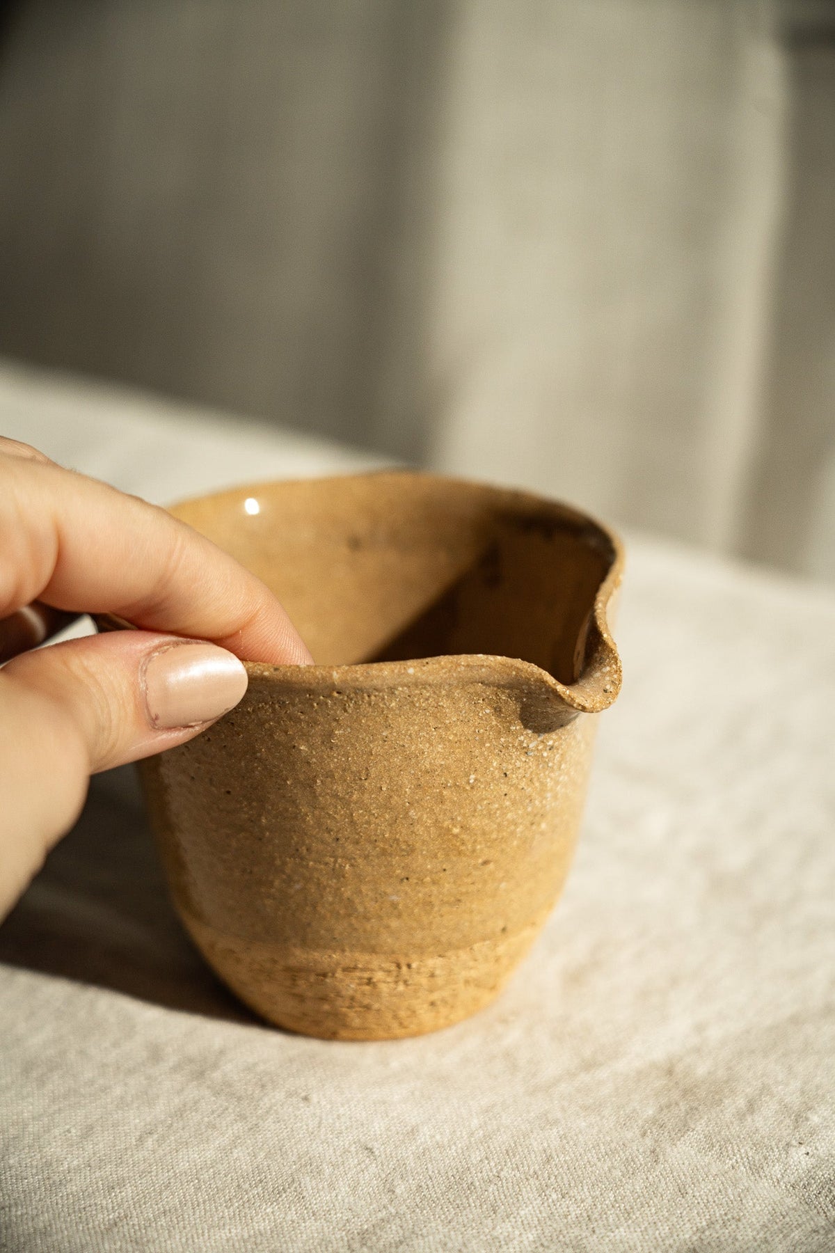 Stoneware Fair Cup, Yellow Speckles, detail view