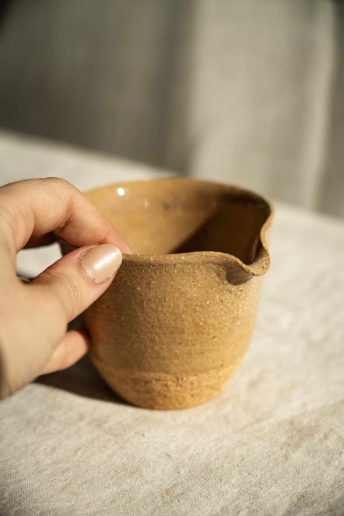 Stoneware Fair Cup, Yellow Speckles, another angle