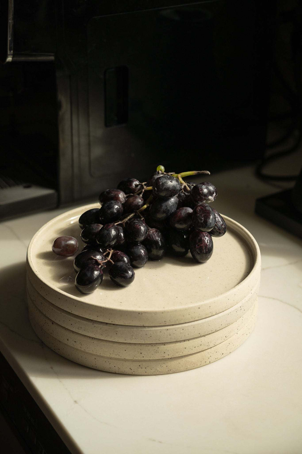 Speckled Stoneware Pottery Plate, White