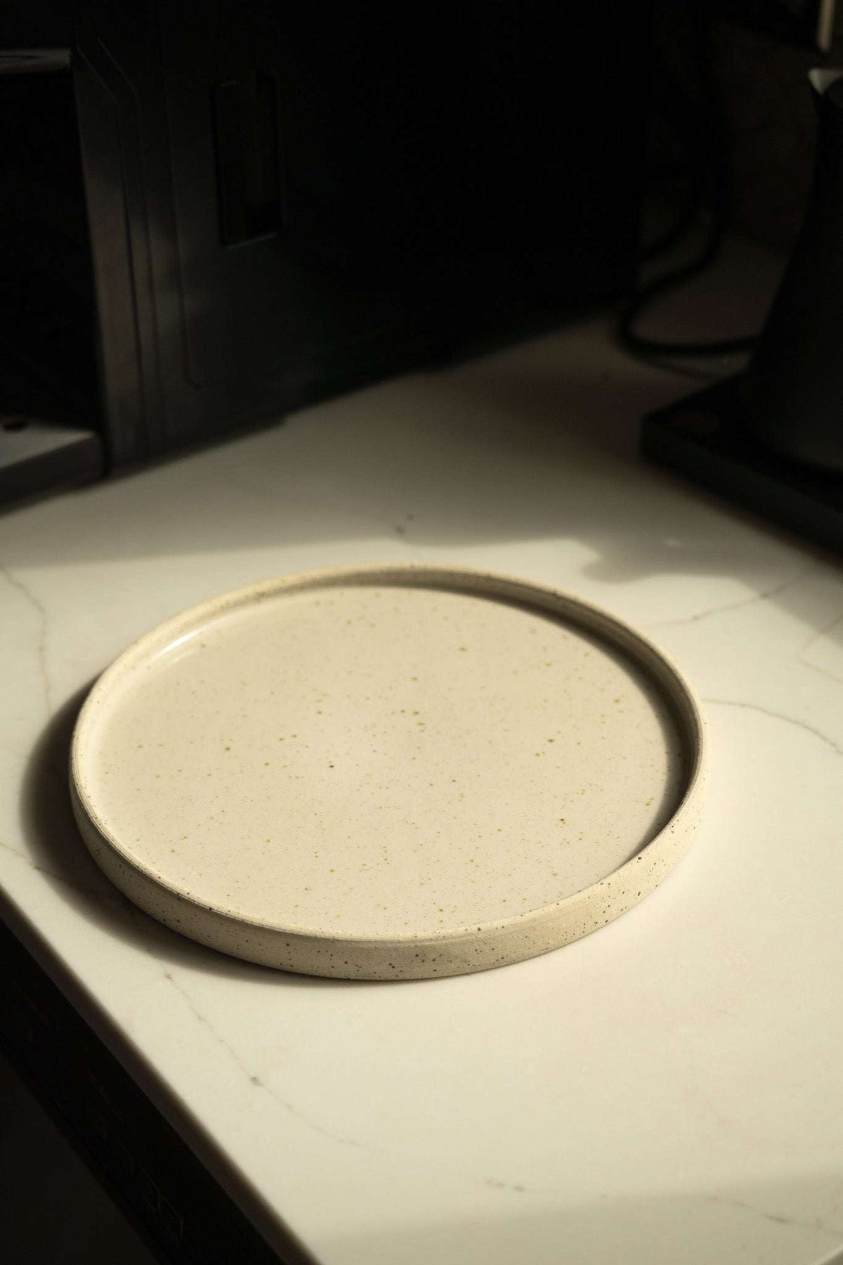 Speckled Stoneware Pottery Plate, White