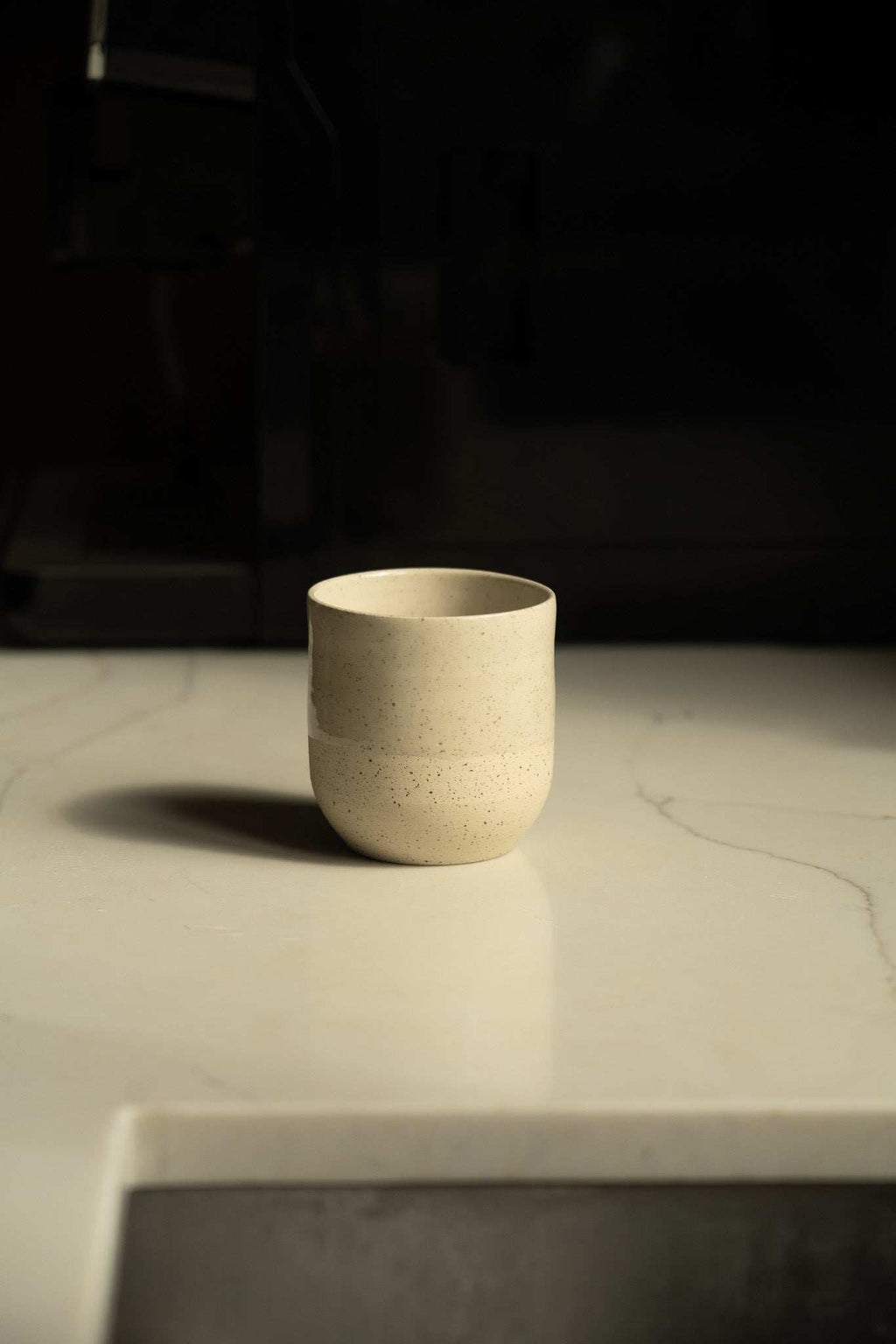 Speckled Stoneware Small Coffee Cup, White, alternate view