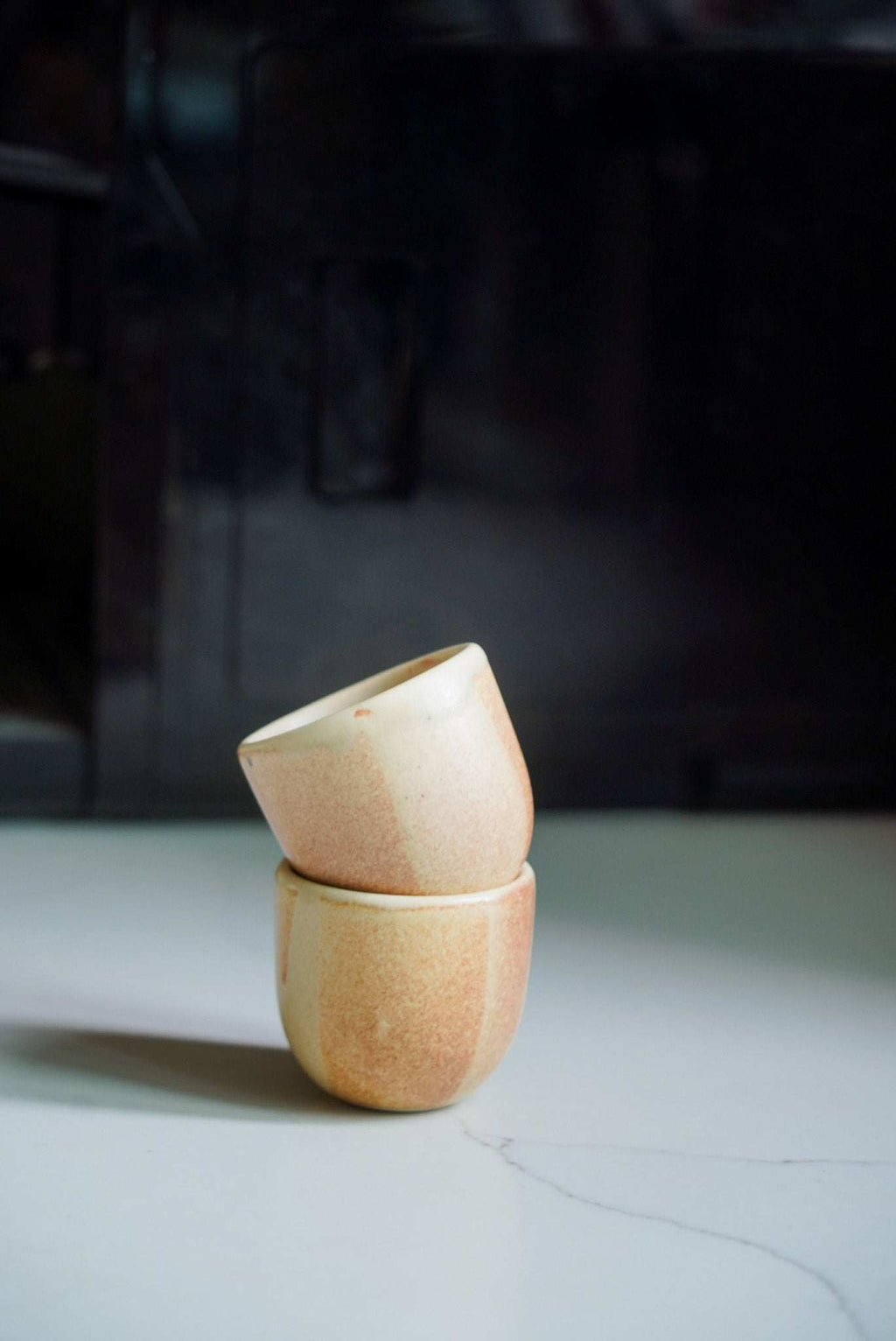 Beige Stoneware Espresso Cup, another angle