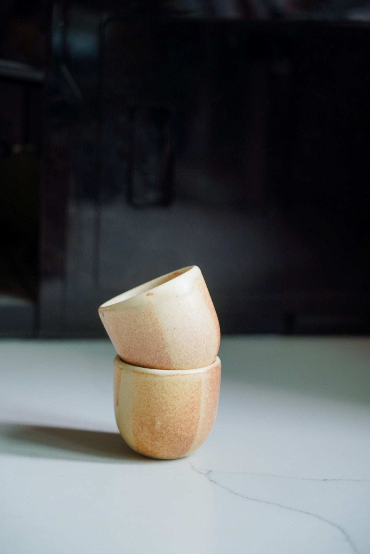 Beige Stoneware Espresso Cup, another angle