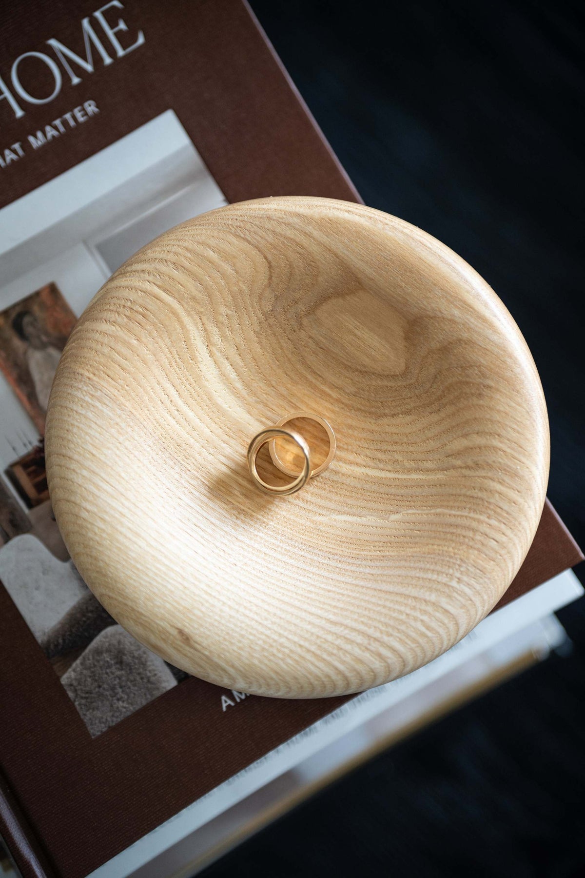 Hand-Carved Ash Wood Catchall Tray, alternate view