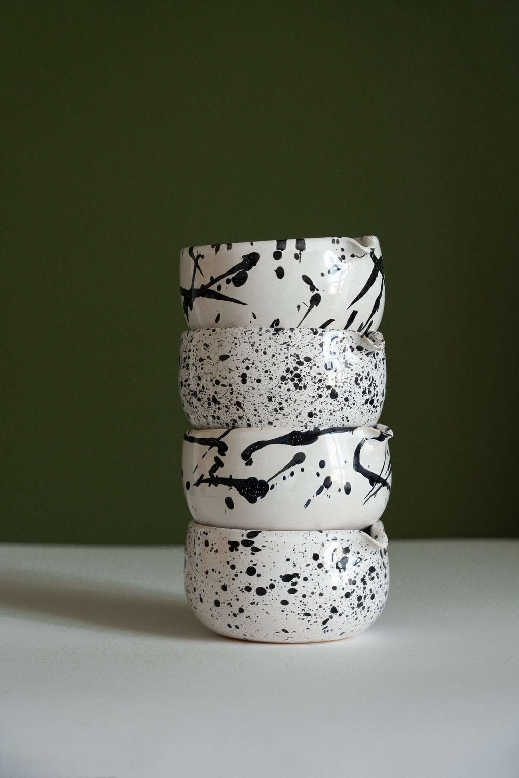 Handmade Matcha Bowl, Speckled or Stroked, alternate view