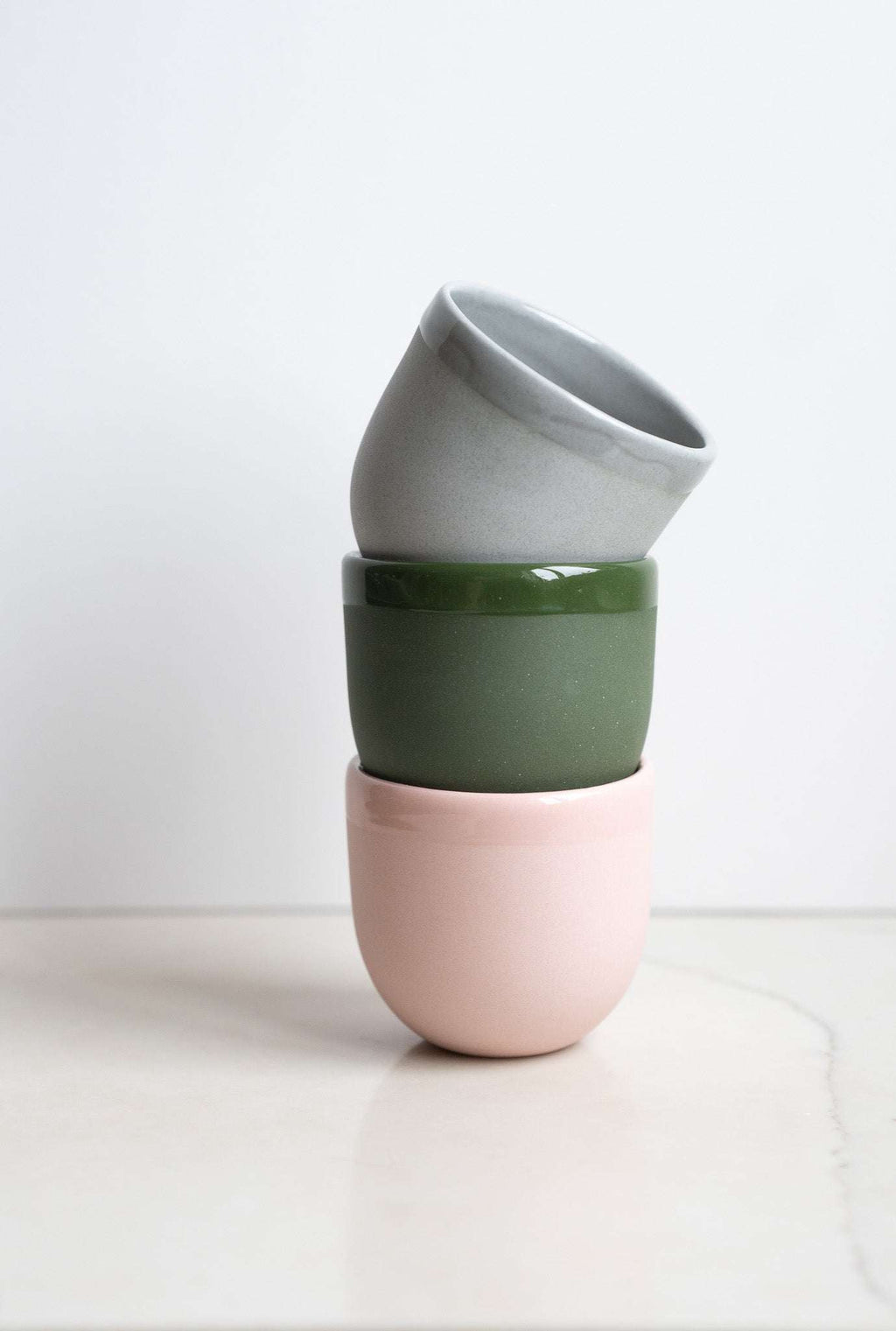 Handmade Porcelain Espresso Cup, Bright Glaze, detail view