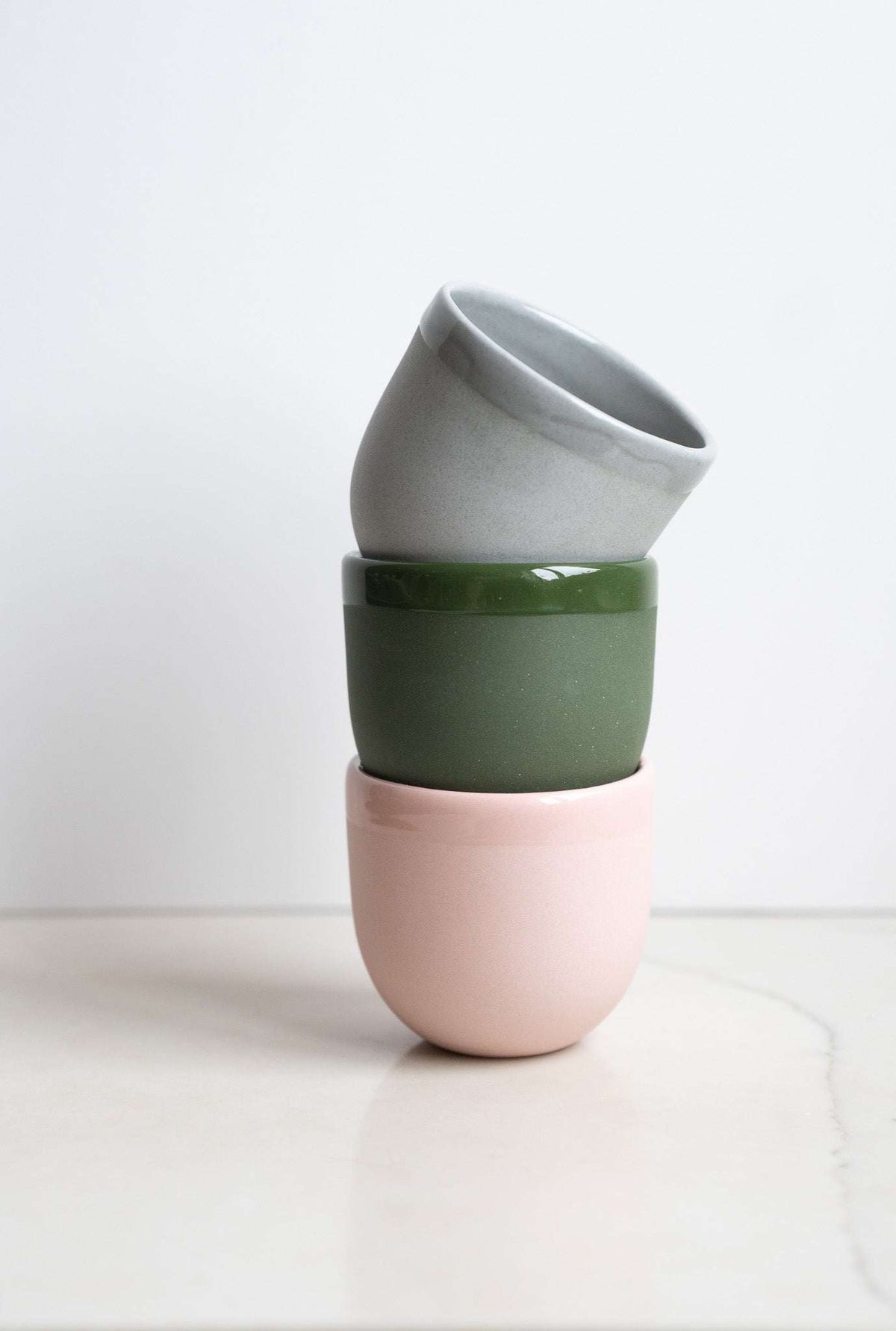 Handmade Porcelain Espresso Cup, Bright Glaze, detail view