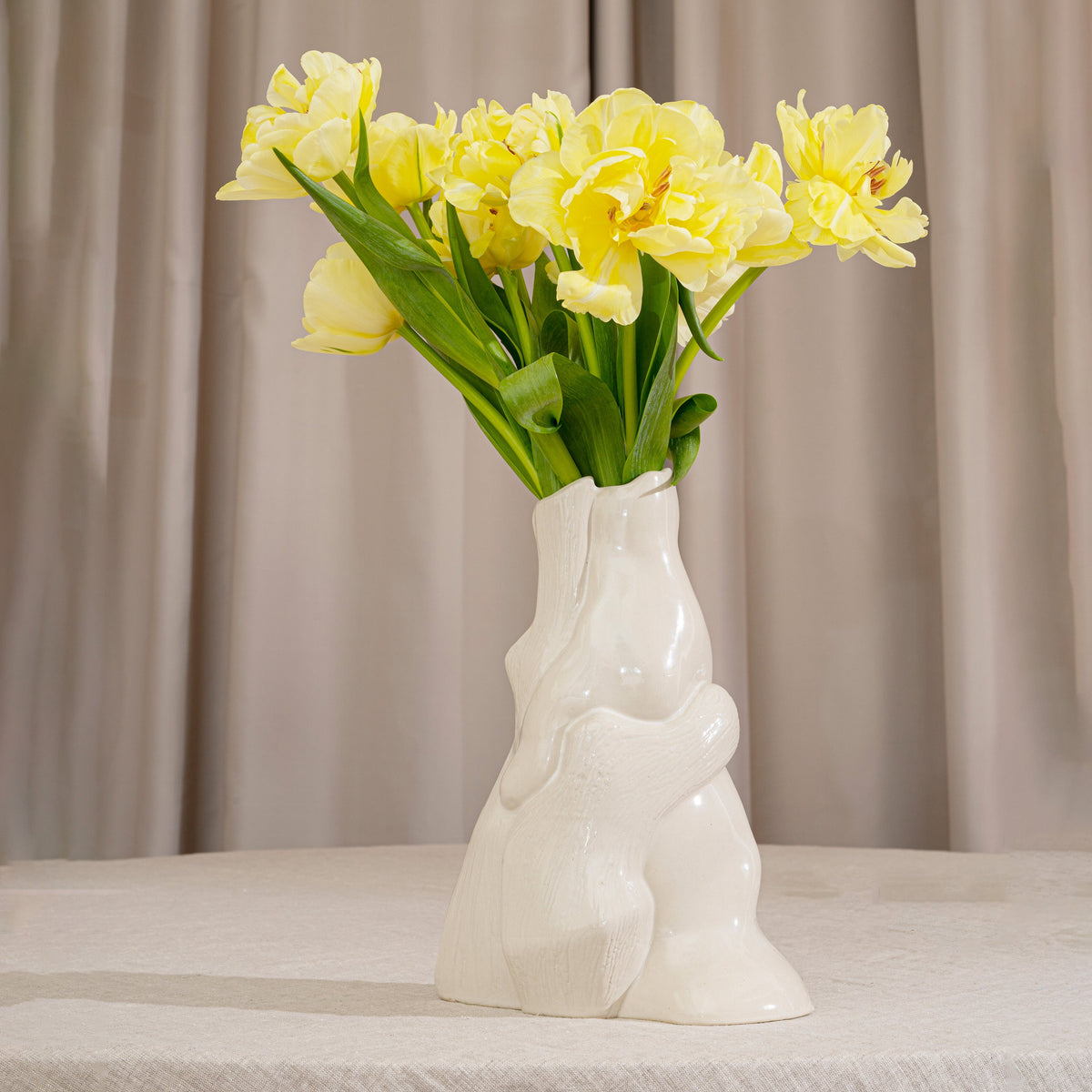 Sculptural Recycled Ceramic Vase shown from a second angle against a pale neutral backdrop