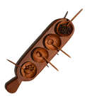 Carved Walnut Four Condiment Serving Tray