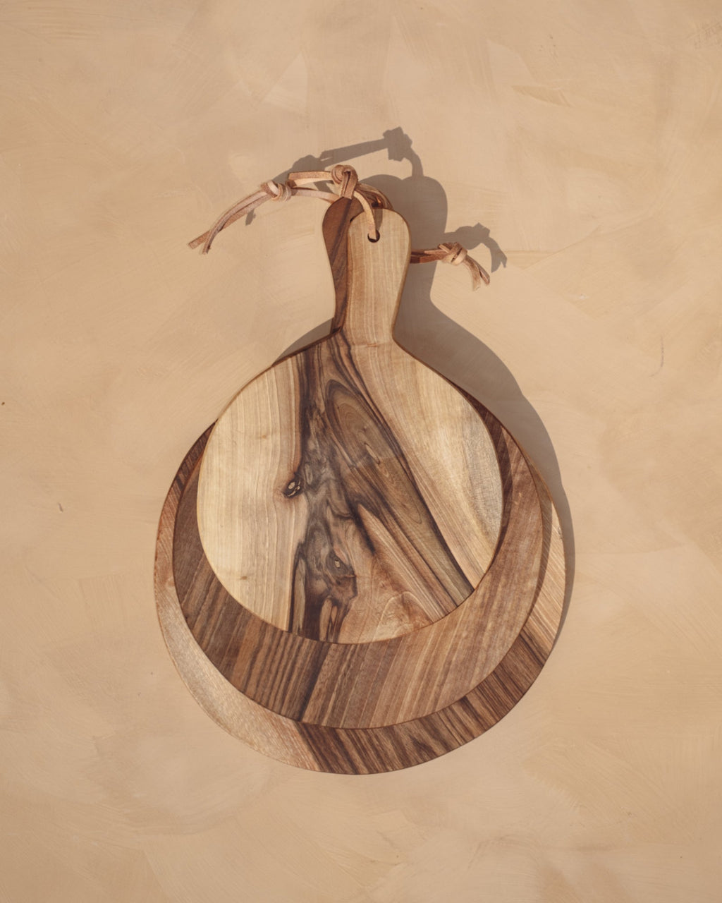 Round Walnut Cutting Board with Handle, 3 Sizes, view 7